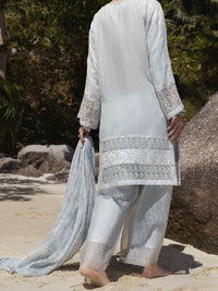 Light Grey Khaddi Net 3 Piece Unstitched - ALP-3PS-1273