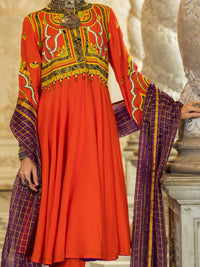Orange Raw Silk 3Pc Stitched - ALP-3PS-1275