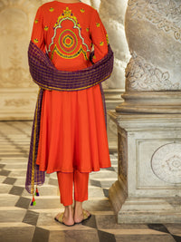 Orange Raw Silk 3Pc Stitched - ALP-3PS-1275