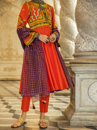 Orange Raw Silk 3Pc Stitched - ALP-3PS-1275