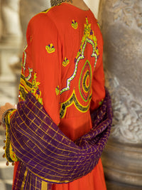 Orange Raw Silk 3Pc Stitched - ALP-3PS-1275