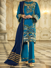 Blue Raw Silk 3Pc Stitched - ALP-3PS-1279