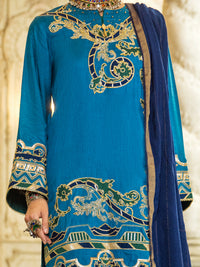 Blue Raw Silk 3Pc Stitched - ALP-3PS-1279