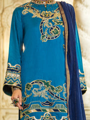 Blue Raw Silk 3 Piece Stitched - ALP-3PS-1279