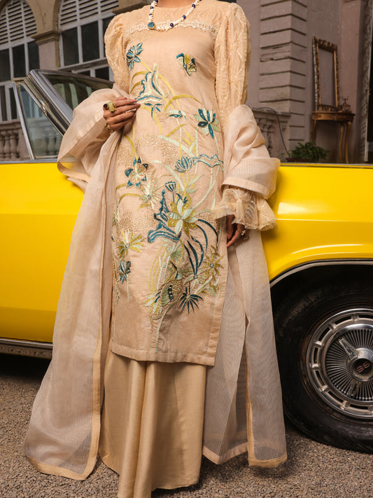 Beige Modal 3Pc Stitched - ALP-3PS-1289