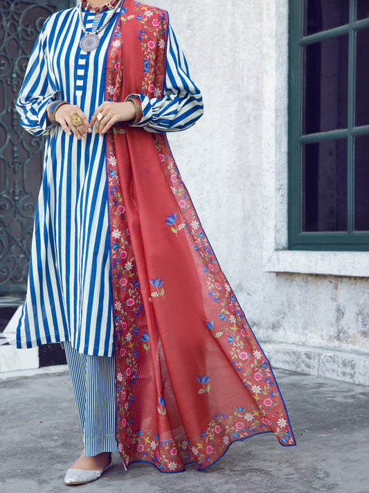 Blue Lawn 3 Piece Stitched - ALP-3PS-1298