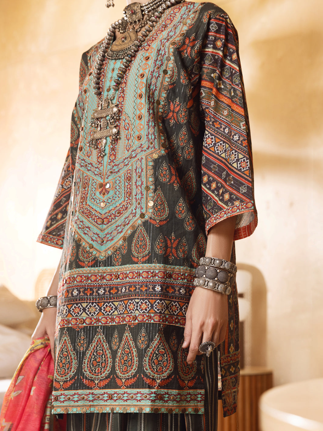 Green Lurex Jacquard 3Pc Unstitched - ALP-3PS-1302