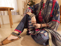 Blue Lurex Jacquard 3Pc Unstitched - ALP-3PS-1303