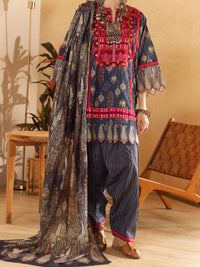 Blue Lurex Jacquard 3Pc Unstitched - ALP-3PS-1303