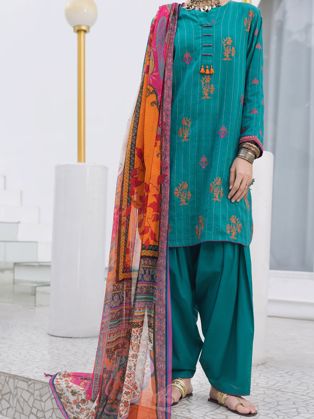 Green Dobby 3Pc Unstitched - ALP-3PS-1312