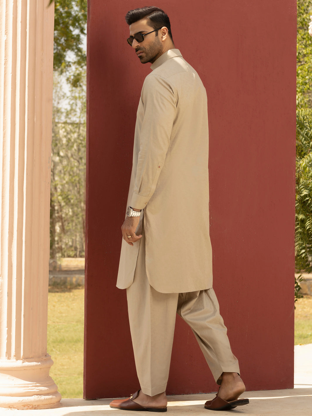 Beige Kameez Shalwar - ALWA-KS-289