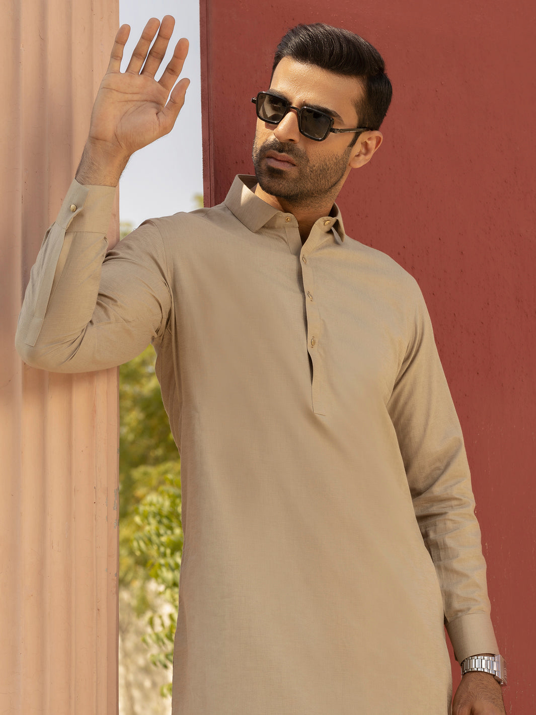 Beige Kameez Shalwar - ALWA-KS-289