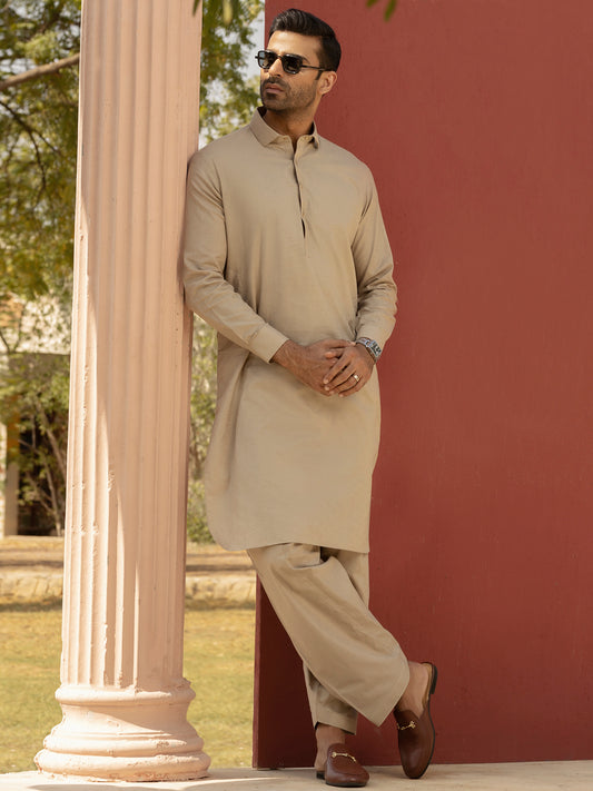 Beige Kameez Shalwar - ALWA-KS-289