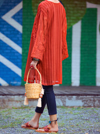 Rust Khaddi Net Tunic - ALP-LK-1351