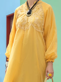 Yellow Khaddi Net Tunic - ALP-LK-1355