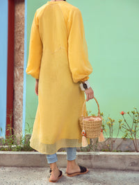Yellow Khaddi Net Tunic - ALP-LK-1355