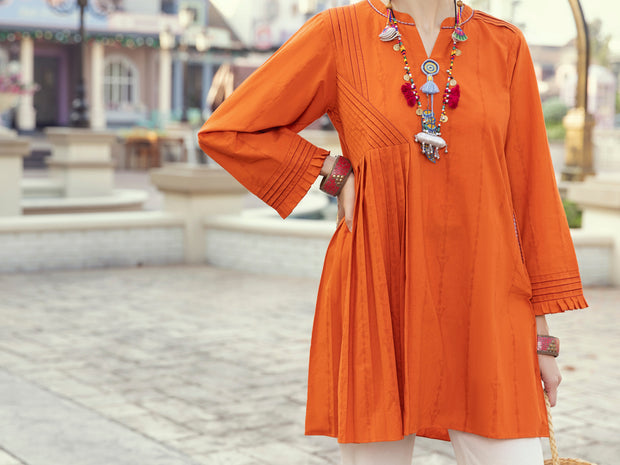 Orange Dobby Tunic - ALP-LK-1357