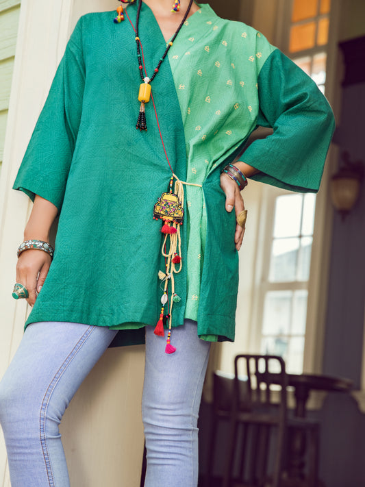Green Dobby Tunic - ALP-LK-1362