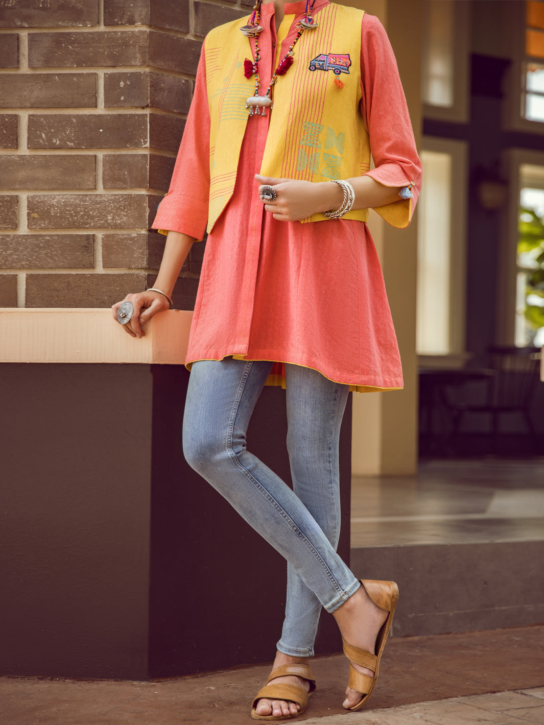 Pink Dobby Tunic - ALP-LK-1363
