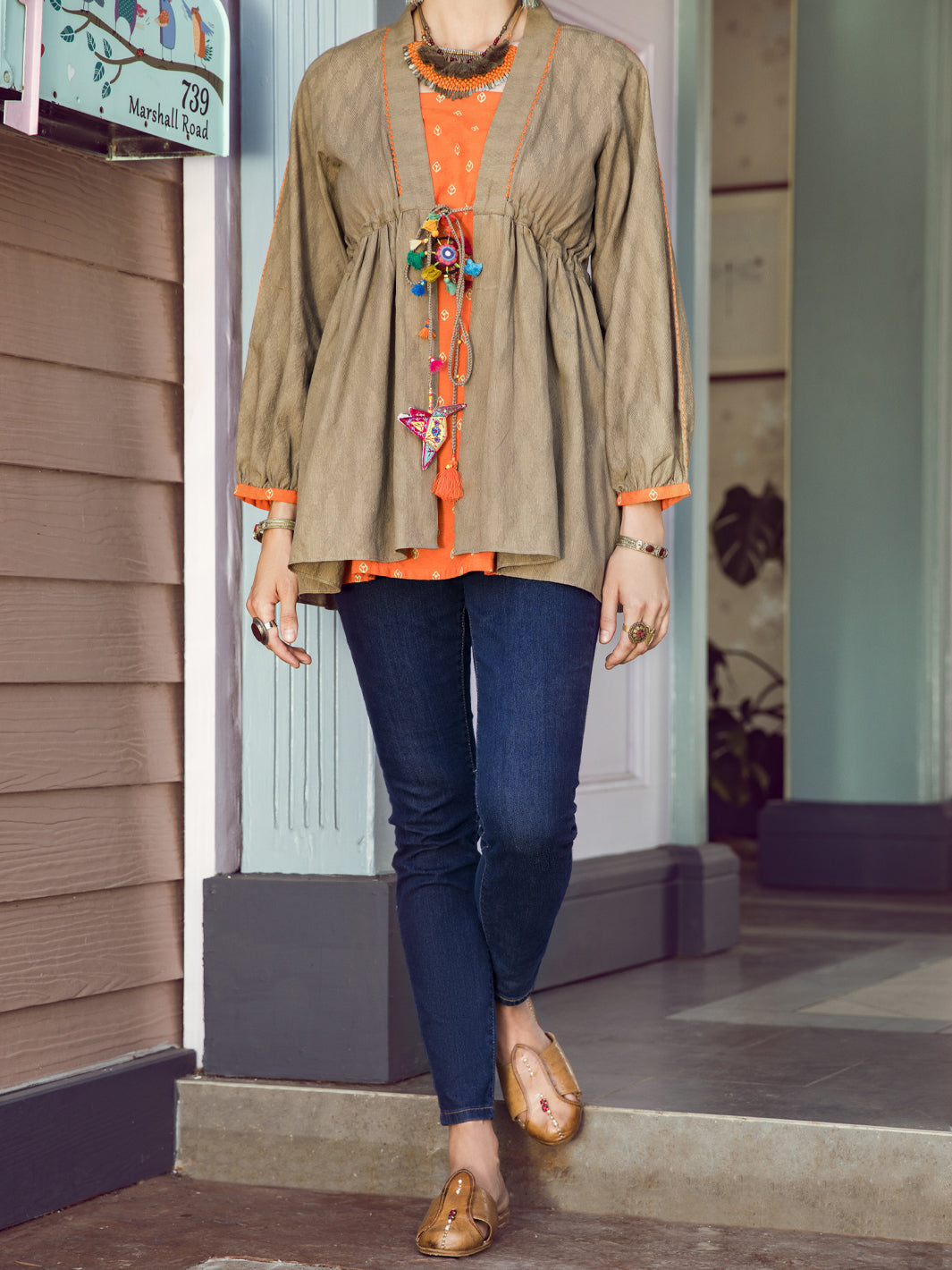 Army Green Dobby Tunic - ALP-LK-1365