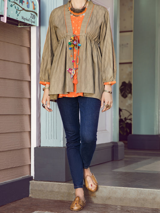 Army Green Dobby Tunic - ALP-LK-1365