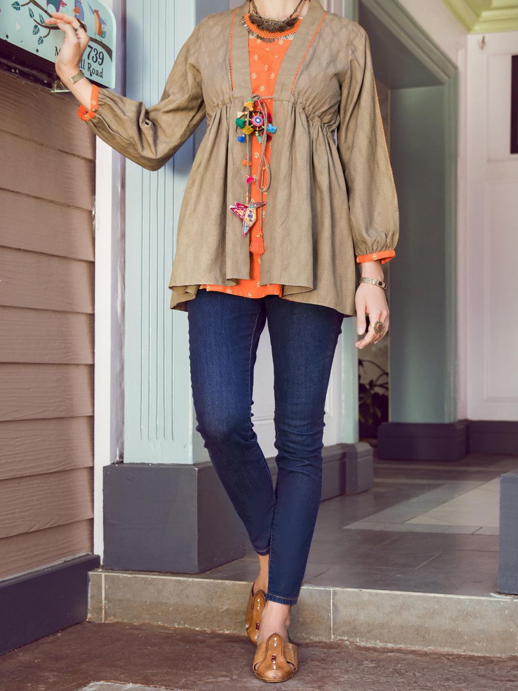 Army Green Dobby Tunic - ALP-LK-1365