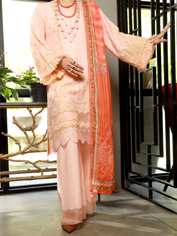 Pink Jacquard 3 Piece Unstitched - ALP-3PS-1393