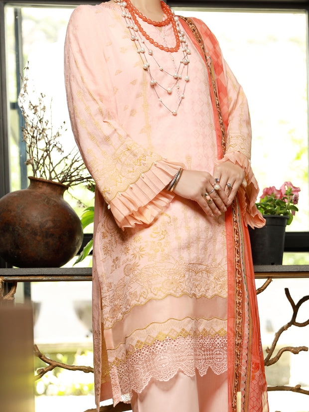 Pink Jacquard 3 Piece Unstitched - ALP-3PS-1393