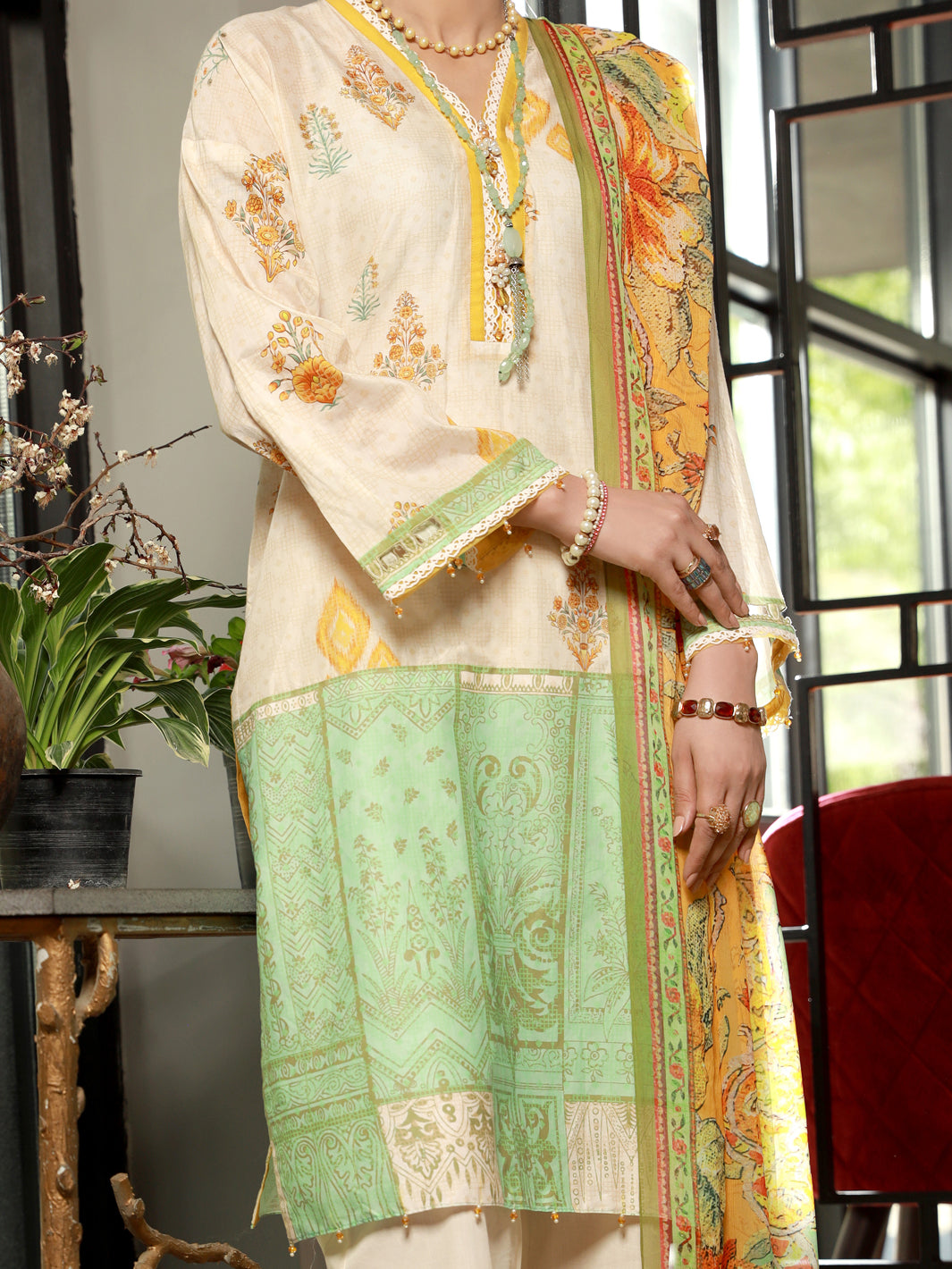 Peach Lawn 3Pc Stitched - ALP-3PS-1396