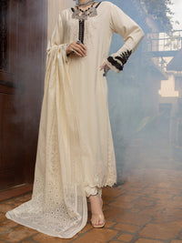 Off White Viscose 3Pc Unstitched - ALP-3PS-1402