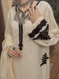 Off White Viscose 3Pc Stitched - ALP-3PS-1402