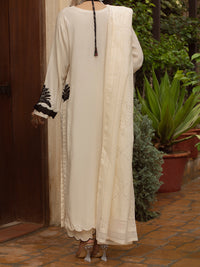Off White Viscose 3Pc Stitched - ALP-3PS-1402