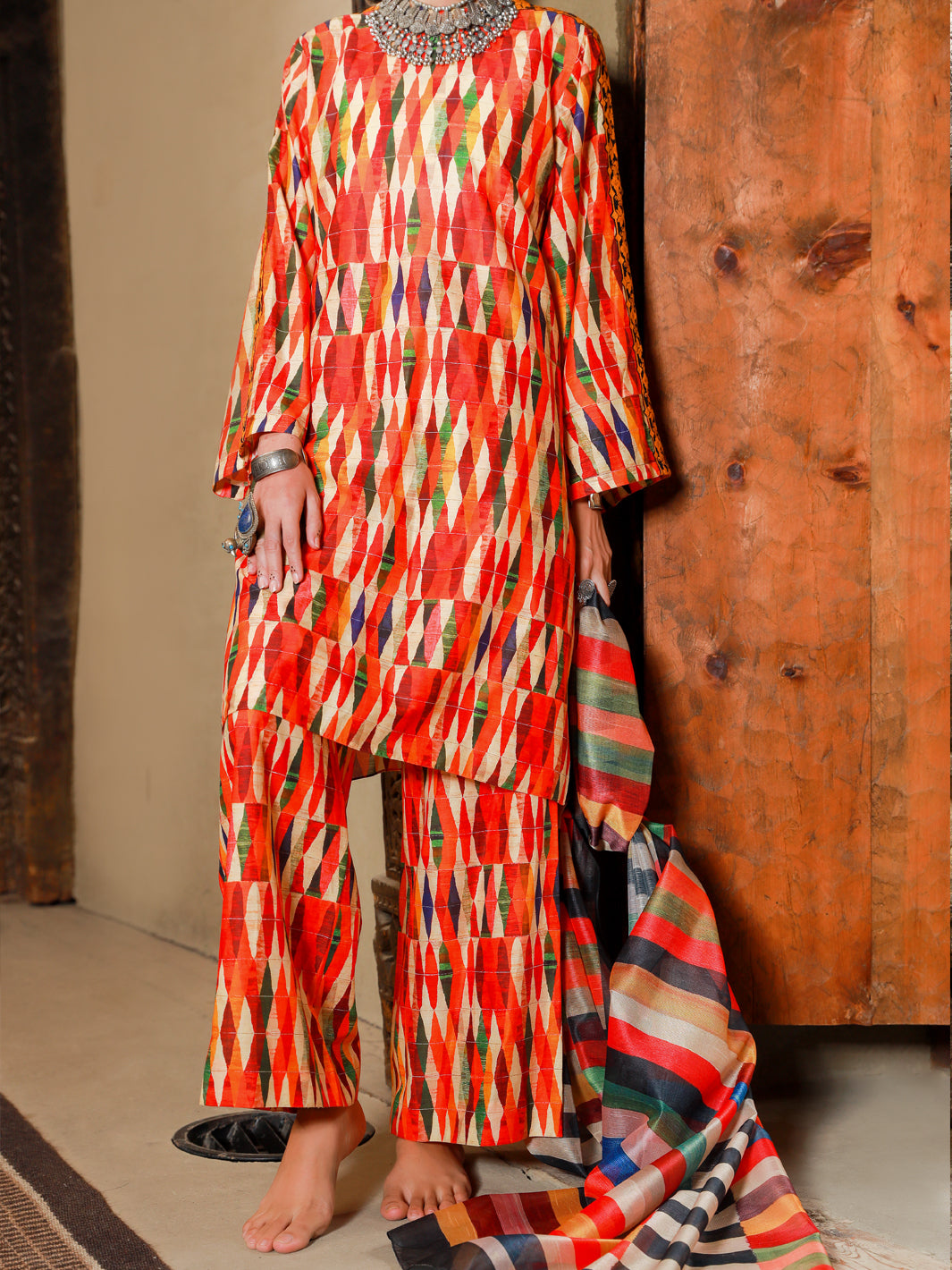 Orange Lawn 3Pc Stitched - ALP-3PS-1419