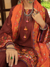 Maroon Cambric 3 Piece Unstitched - ALP-3PS-1424