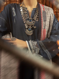 Blue Cambric 3Pc Unstitched - ALP-3PS-1425