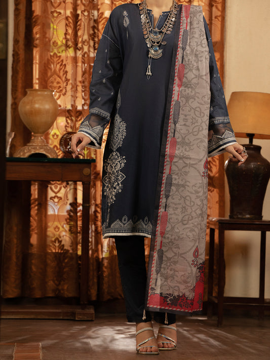 Blue Cambric 3Pc Unstitched - ALP-3PS-1425