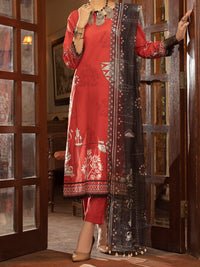 Red Cambric 3 Piece Stitched - ALP-3PS-1426