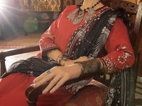 Red Cambric 3 Piece Stitched - ALP-3PS-1426