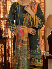 Dark Green Jacquard 3Pc Unstitched - ALP-3PS-1428