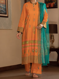 Orange Cambric 3Pc Stitched - ALP-3PS-1430