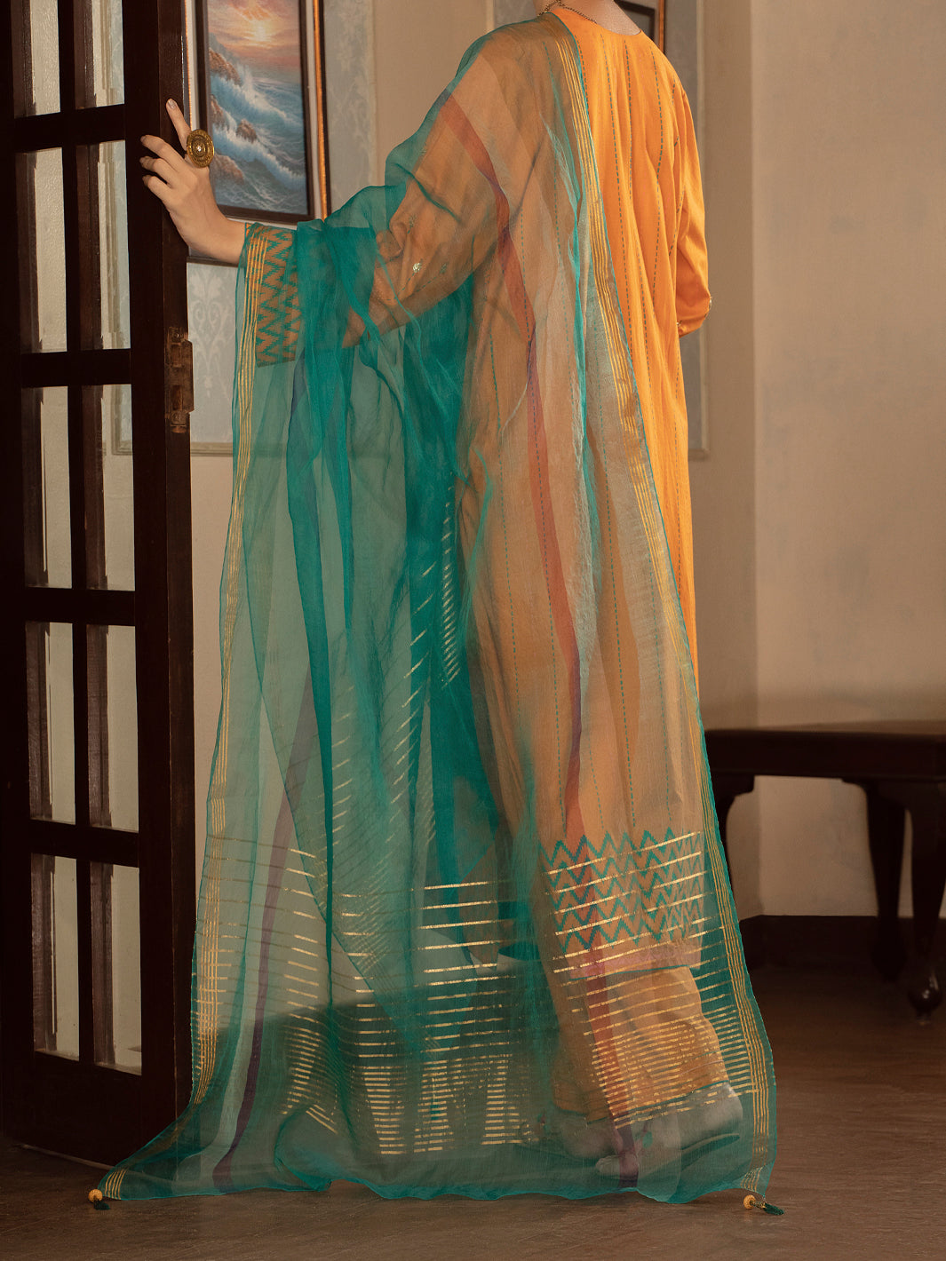 Orange Cambric 3Pc Stitched - ALP-3PS-1430