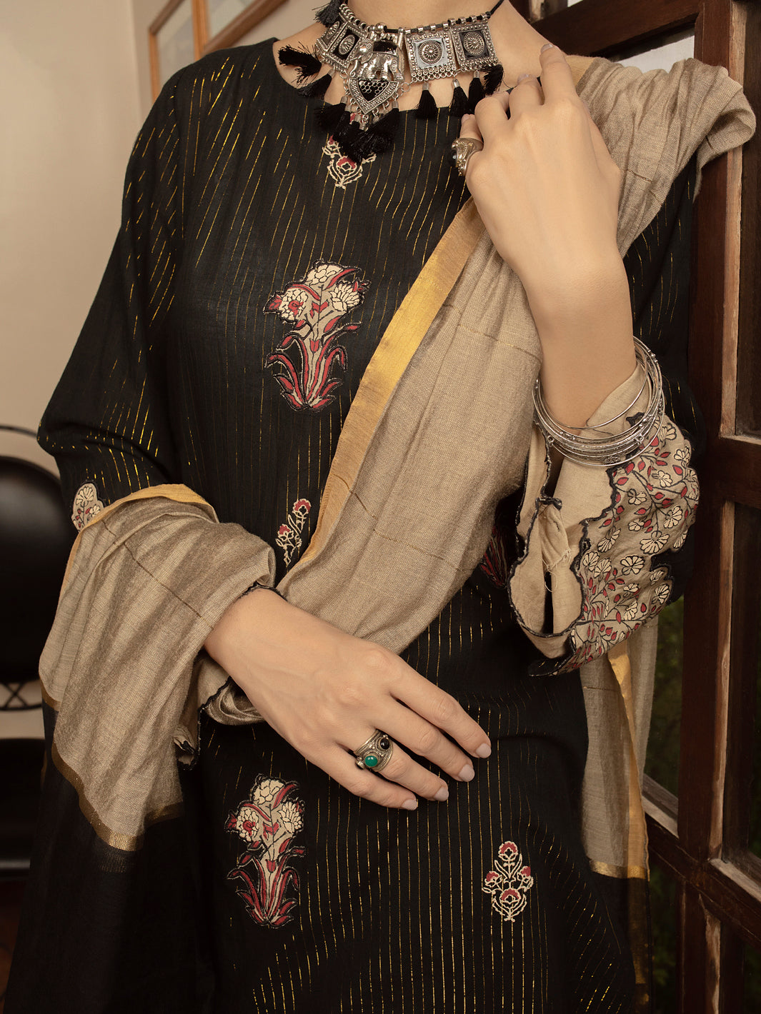 Black 3 Piece Stitched - ALP-3PS-1435