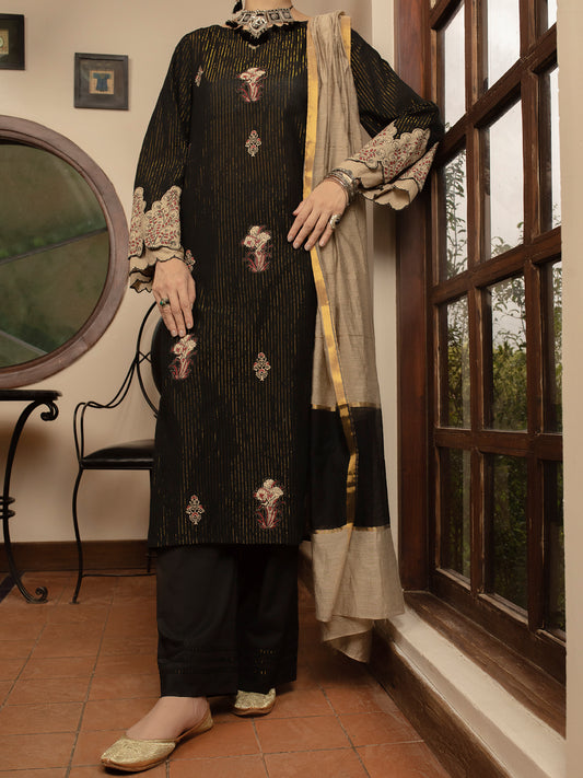 Black 3 Piece Stitched - ALP-3PS-1435