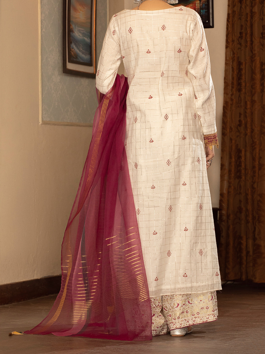 Off White 3Pc Stitched - ALP-3PS-1436