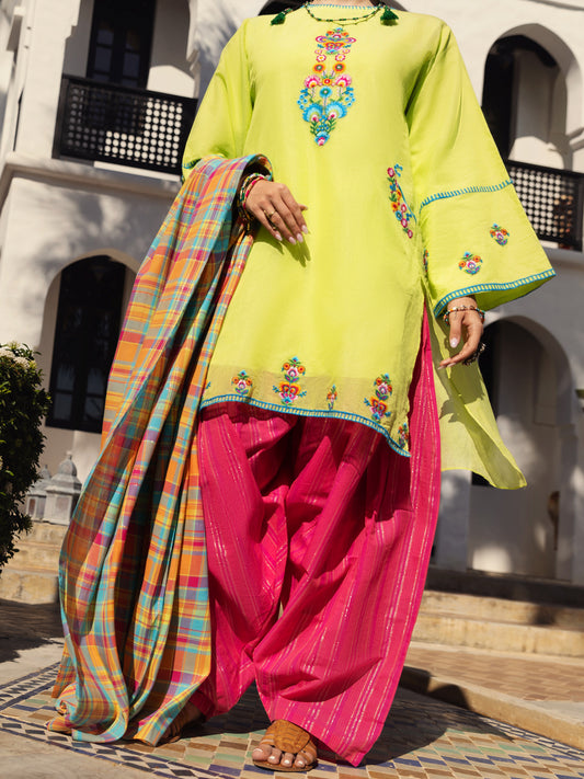 Parrot Green Blended 3 Piece Stitched - ALP-3PS-1437