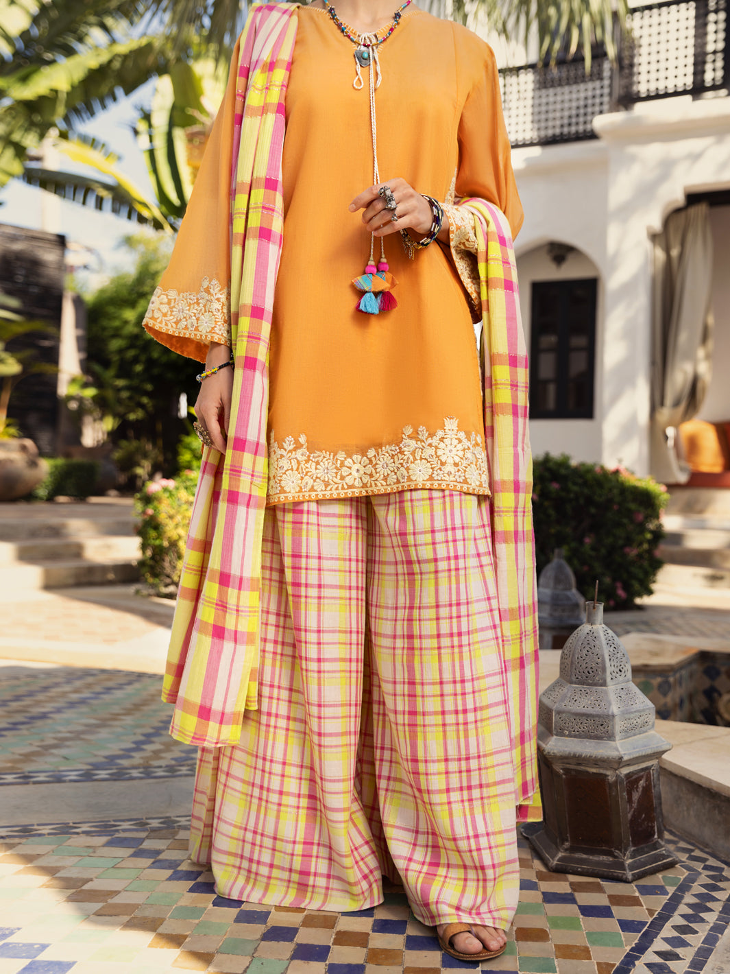 Peach Cotton Yarn-Dyed 3 Piece Unstitched - ALP-3PS-1438