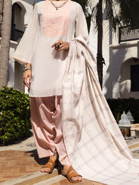 White Poly-Cotton 3 Piece Stitched - ALP-3PS-1439