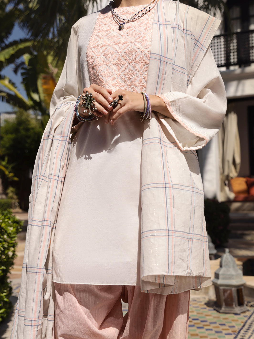 White Poly-Cotton 3 Piece Stitched - ALP-3PS-1439