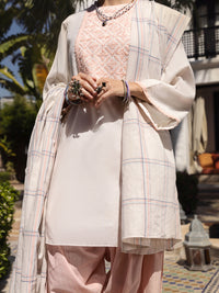 White Poly-Cotton 3 Piece Stitched - ALP-3PS-1439
