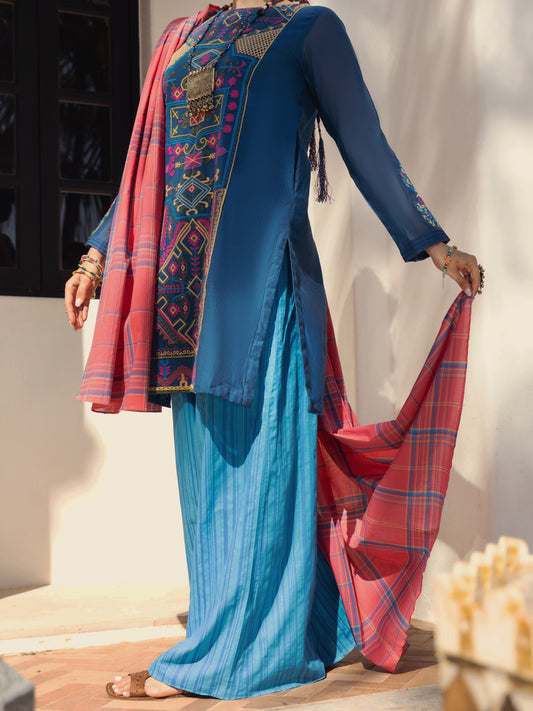 Blue Poly-Cotton 3 Piece Stitched - ALP-3PS-1440